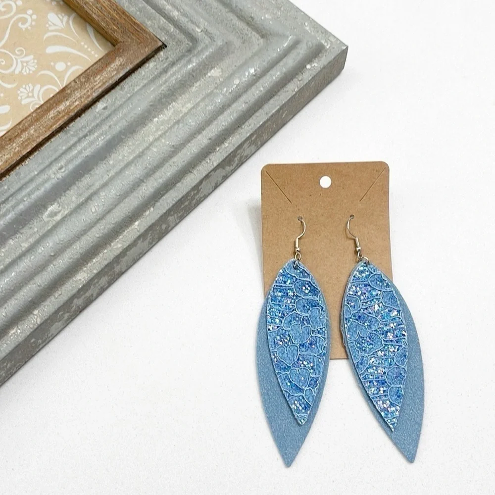 Lace print teardrop hand made earrings